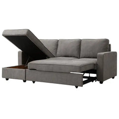 L shape sofa bed with hidden storage, with soft cushioning and a space-saving layout