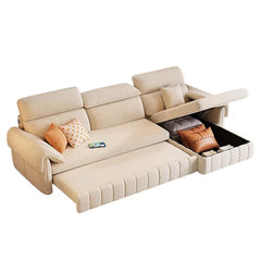L shape sofa bed with storage and USB charging, with easy conversion from seating to sleeping