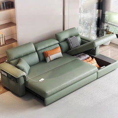 Pull out sofa bed couch with hidden storage, with soft cushioning and a space-saving layout