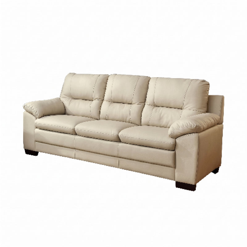 coordinated sofa set with soft cushions, broad pillow style arms and an easy clean finish — front angle showing the back s...