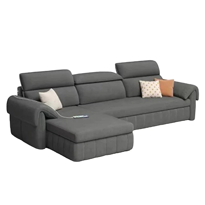 L shape sofa bed with storage and USB charging, with custom colour and material choices