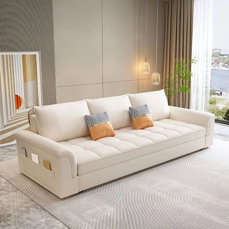 Couch sofa bed with hidden storage, with a clean profile and custom finish options