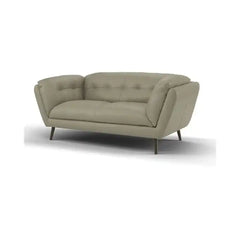 modern fabric sofa with rounded arms, soft cushions and slim raised legs — angled view showing the full shape and cushions