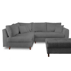 Sleeper sofa with a movable footstool, available in custom sizes, colours and materials in another custom view