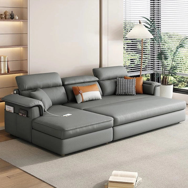 Pull out sofa bed couch with hidden storage, designed for relaxed seating and guest use in another custom view
