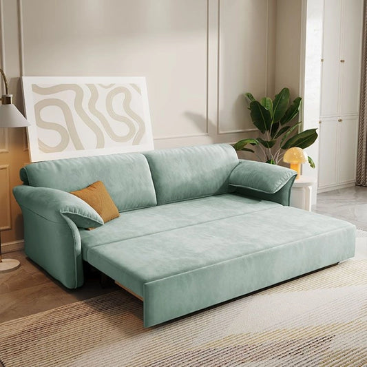 Pull-out sleeper sofa with a flat sleeping surface, shown as a flexible seating and sleeping option