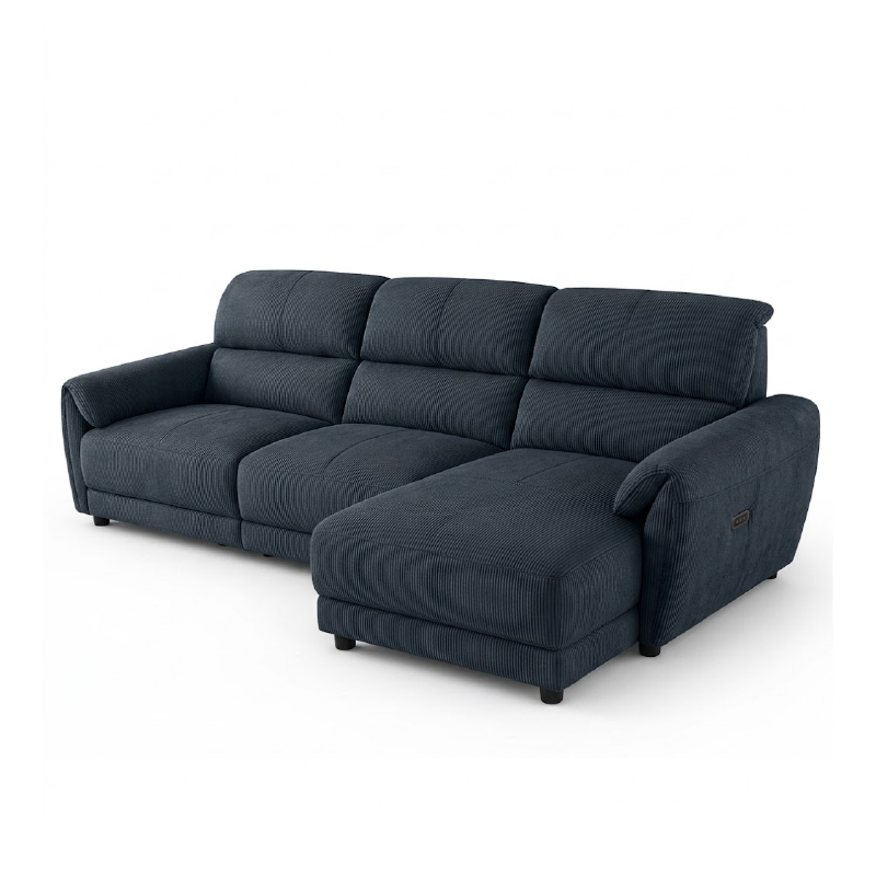 tan l shape sofa with deep cushions, supportive back panels and wide padded arms — full view with the complete shape clear...