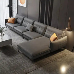 modern fabric sofa with supportive cushions, clean lines and a comfortable family friendly layout — angled view showing th...