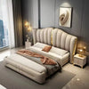 Modern cot with structured panels new bed design neutral fabric finish