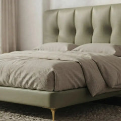 Tesia bed for king size mattress with upholstered bed construction, master bedroom bed design and premium modern bed frame appeal
