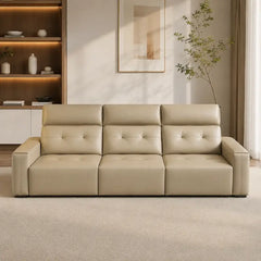 Faux leather convertible sofa bed, with practical features for compact living spaces