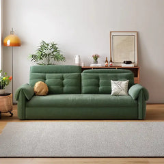 Couch with pull-out bed and soft cushions, with practical features for compact living spaces