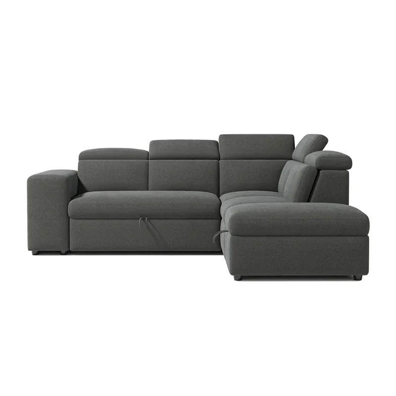 Sofa bed with storage and nested stools, for apartments, family rooms and guest spaces