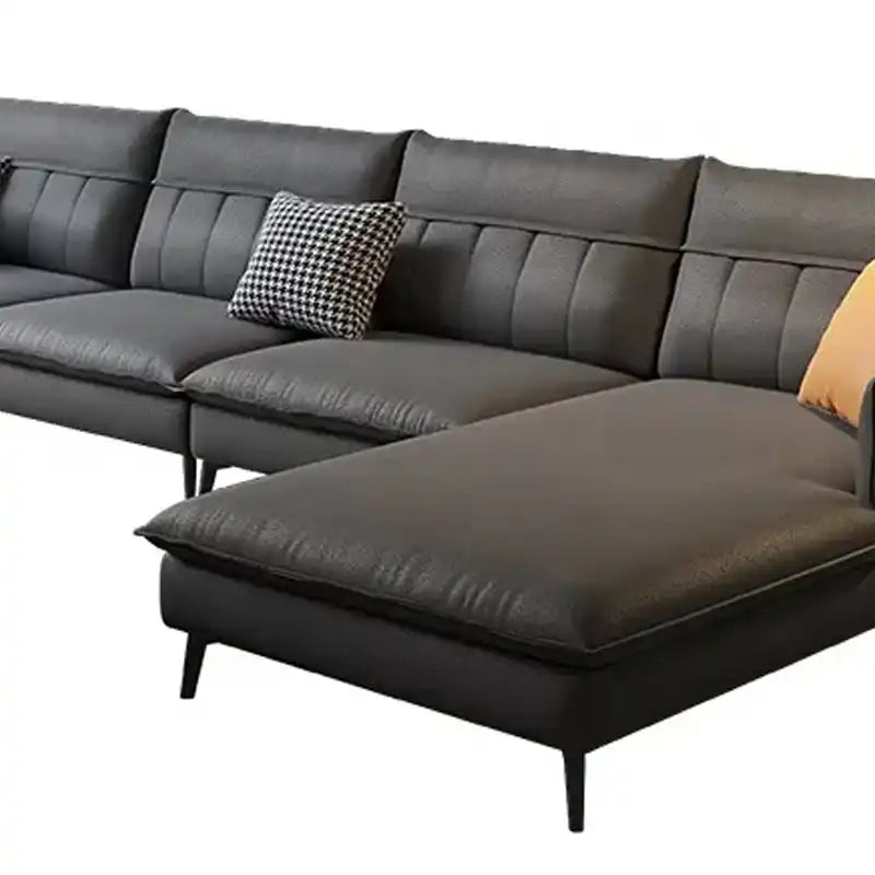 modern fabric sofa with supportive cushions, clean lines and a comfortable family friendly layout — close view showing the...