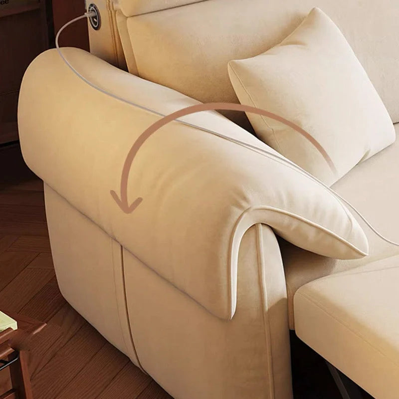 L shape sofa bed with storage and USB charging, available in custom sizes, colours and materials