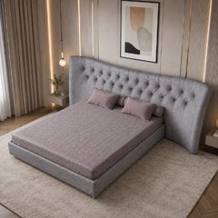 Diamond tufted cot design bed and cot with padded wingback headboard