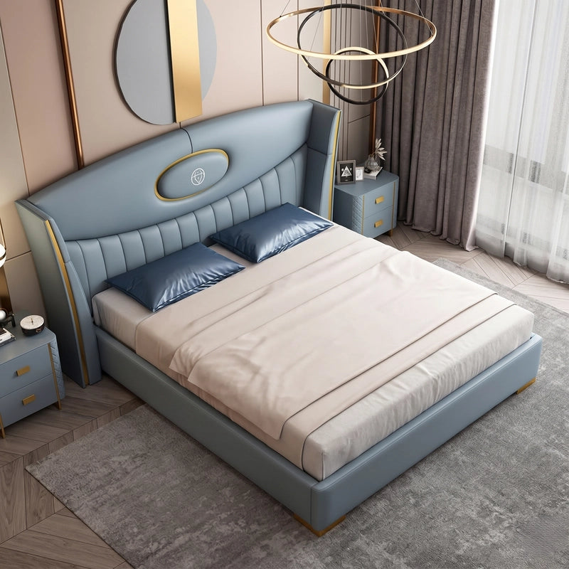 Oval gold accent, new bed design, master bedroom bed design, arched shape