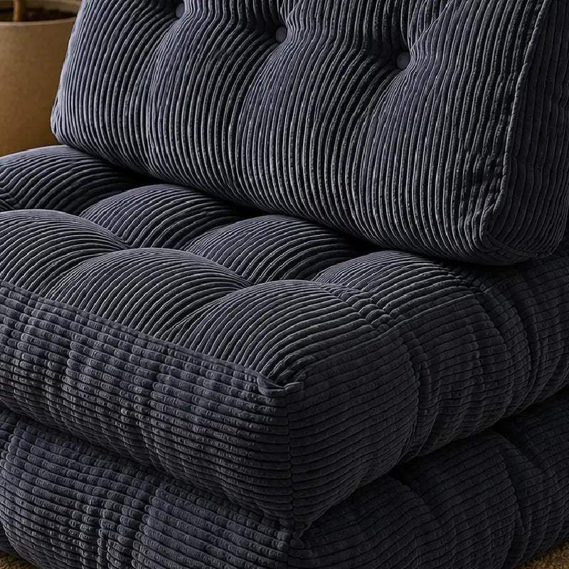 Folding sofa bed in soft ribbed fabric, with supportive cushions for everyday comfort