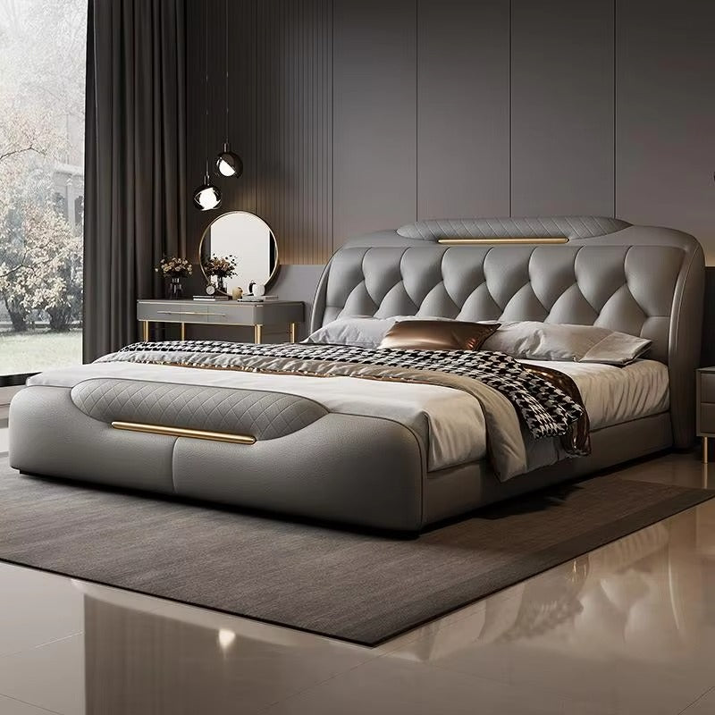 Gold accent cushioned cot design bed and cot modern luxury upholstered platform bed