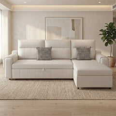 Sofa cum bed bed with wide cushioned arms, designed for relaxed seating and guest use