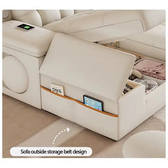 Smart convertible sofa bed with Bluetooth speakers, designed for relaxed seating and guest use