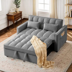 Compact Sofa cum bed, with a clean profile and custom finish options