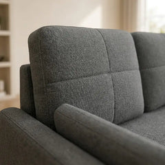 L shape sofa bed with side storage, with a clean profile and custom finish options