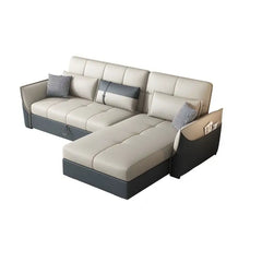 L shape sofa bed with hidden storage, with a clean profile and custom finish options
