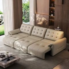 Leather-look pull out sofa bed, designed for relaxed seating and guest use