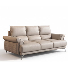 modern l shape sofa with supportive back cushions, neat side details and slim metal legs — full view with the complete sha...