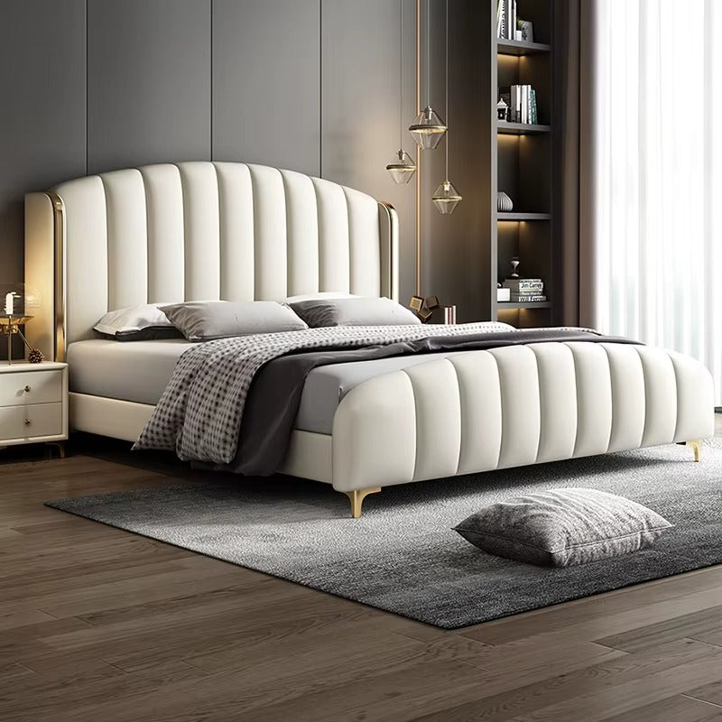 modern bed design features vertical channel tufting, plush cushioning