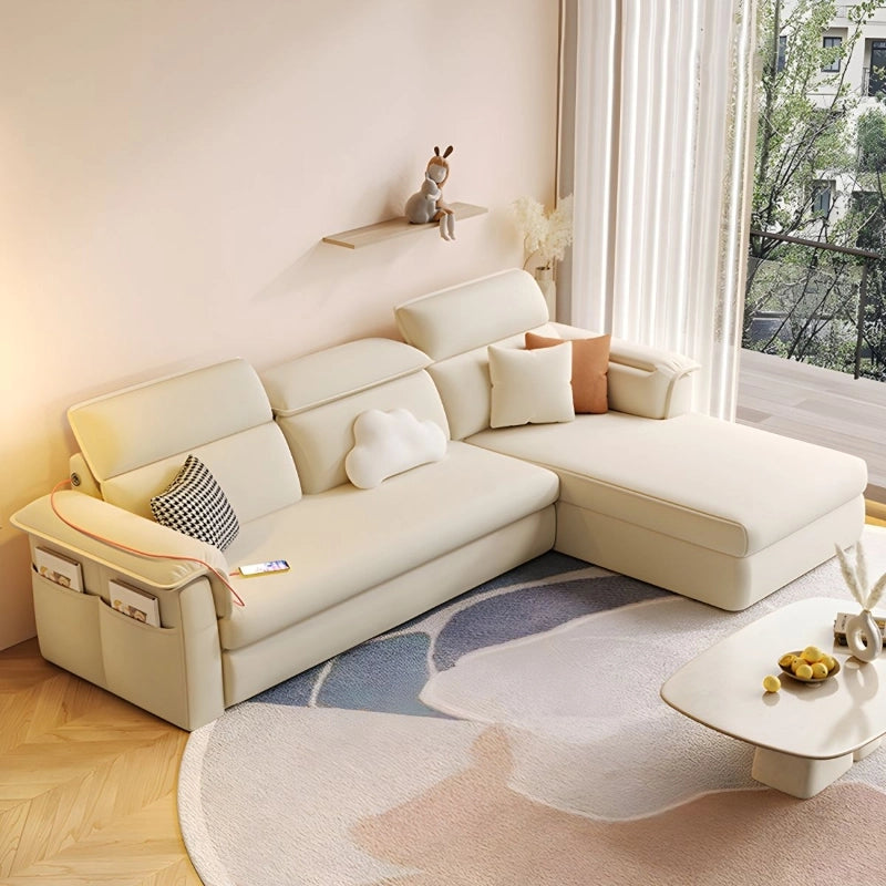 Pull out sofa bed couch with hidden storage, for apartments, family rooms and guest spaces