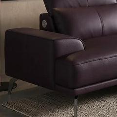 modern l shape sofa with high back cushions, slim metal legs and deep comfortable seating — close view showing the colour...