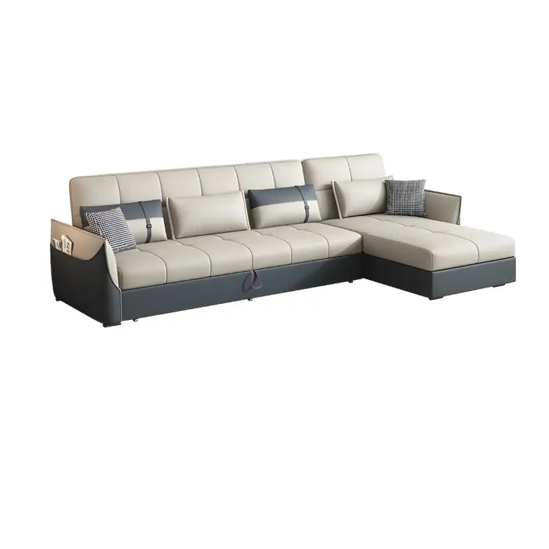 L shape sofa bed with hidden storage, with easy conversion from seating to sleeping