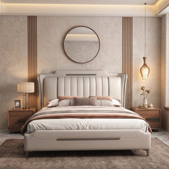 Premium cushioned cot design master bedroom bed design slim gold legs
