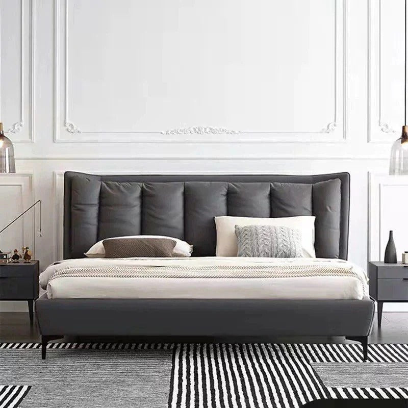Low footboard master bedroom bed design cot design upholstered cot