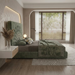 Luxury padded platform master bedroom bed design bed online dual-tone upholstery