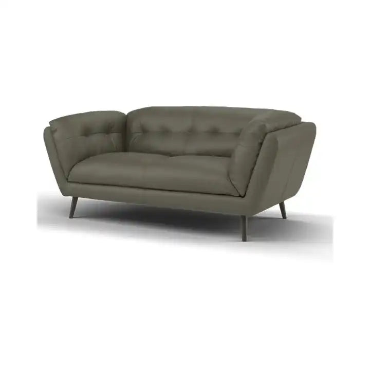 modern fabric sofa with rounded arms, soft cushions and slim raised legs — full view with the complete shape clearly visible