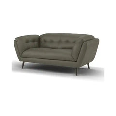 modern fabric sofa with rounded arms, soft cushions and slim raised legs — full view with the complete shape clearly visible
