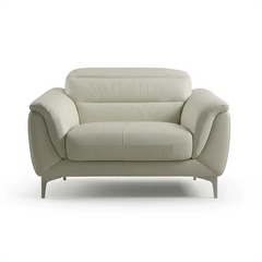 modern l shape sofa with high back cushions, soft rounded arms and slim raised legs — room setting showing the relaxed sea...