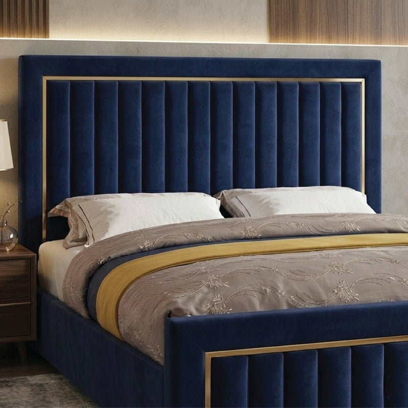Premium bed and cot contemporary cot design velvet channel tufted frame