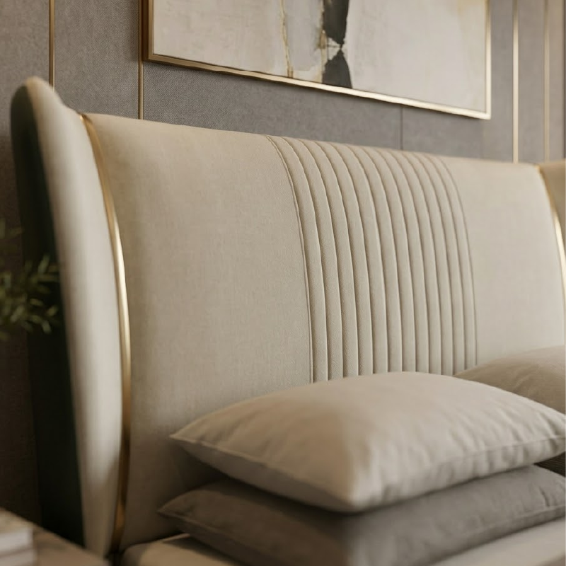 plush bed frame styling, elegant cot design, and premium master bedroom comfort.