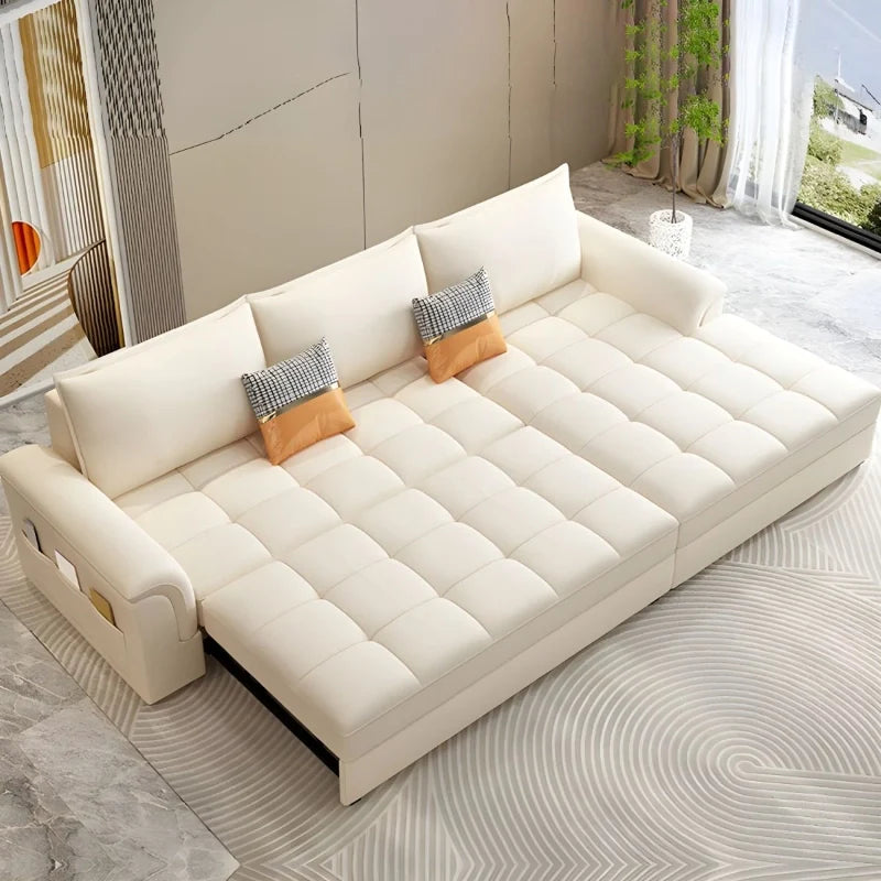 Couch sofa bed with hidden storage, available in custom sizes, colours and materials