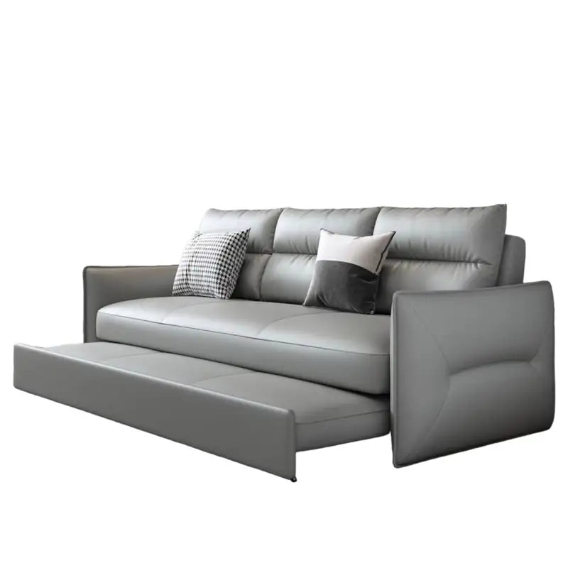 Faux leather sofa bed with hidden storage, with custom colour and material choices