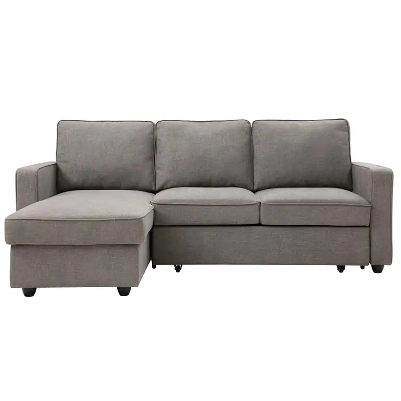 L shape sofa bed with hidden storage, with custom colour and material choices