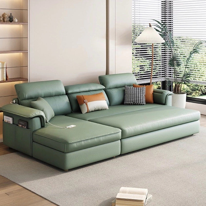 Pull out sofa bed couch with hidden storage, with custom colour and material choices