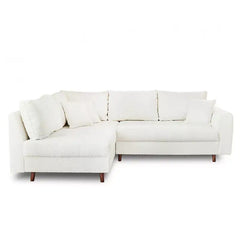 Sleeper sofa with a movable footstool, designed for flexible day and night use