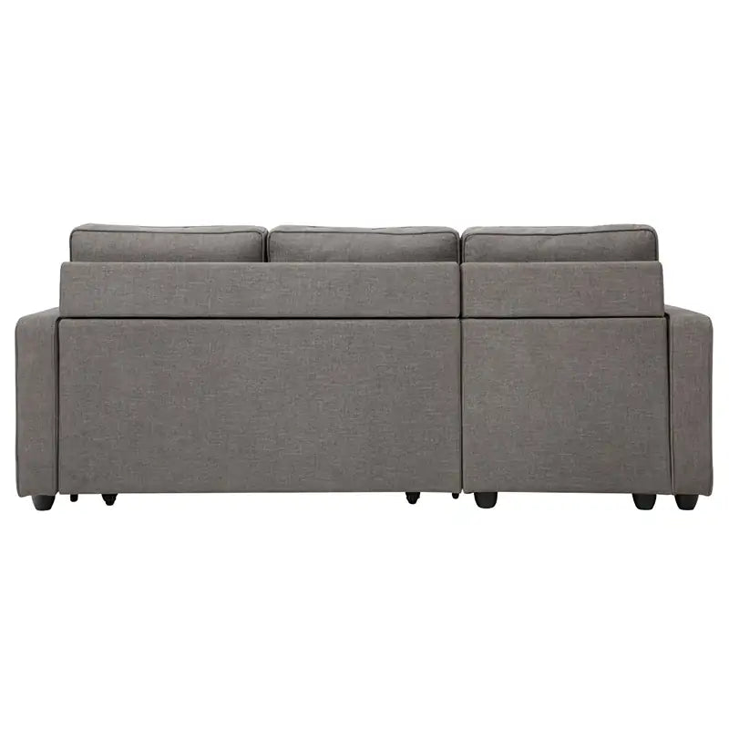L shape sofa bed with hidden storage, shown as a flexible seating and sleeping option in another custom view