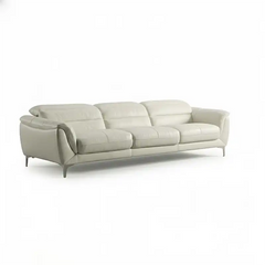 modern l shape sofa with high back cushions, soft rounded arms and slim raised legs — side angle showing the arms and rais...