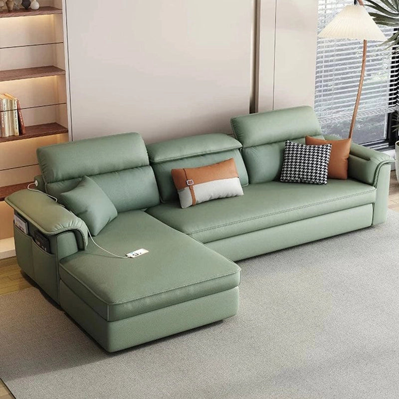 Pull out sofa bed couch with hidden storage, shown as a flexible seating and sleeping option in another custom view